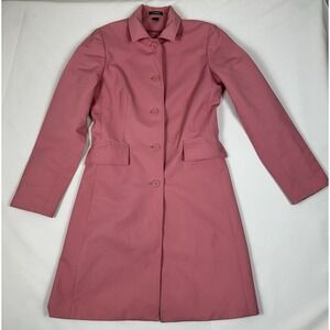 Express Womens Rose Pink Button Front Trench Coat Jacket Size M Lined Back Belt